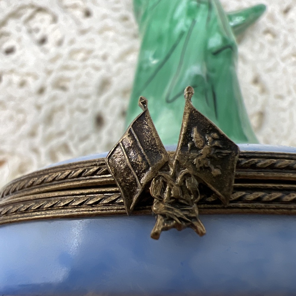 Limoges Trinket Box Statue Of Liberty New York US Flag & White House Peint Main - Picture 3 of 12